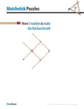 thinksheets matchstick puzzles 1 by philip johnston tpt