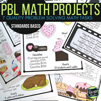 Preview of PBL Problem Solving Math Projects - Low Prep Math Tasks - Print & Digital Bundle