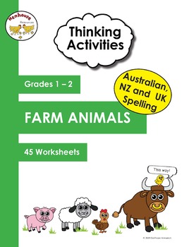 Preview of Thinking Activities Farm Animals Australian, NZ and UK Spelling