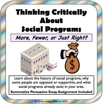 Preview of Critical Thinking Activity: Government Social Programs: Lesson, Research, Essay