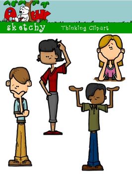 standing child clipart thinking