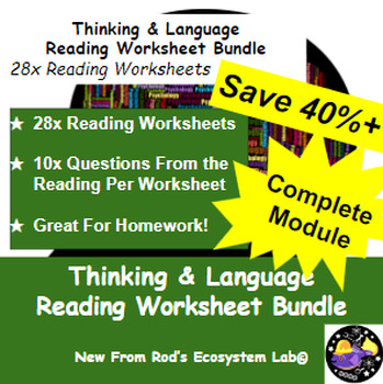 Preview of Thinking & Language Module Reading Worksheet Bundle **Editable**