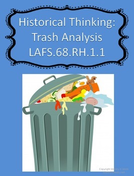 Preview of Thinking Like A Historian:  Trash Analysis Think Sheet (Citing Evidence)