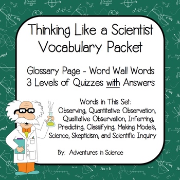 Preview of Thinking Like a Scientist Vocabulary Packet Freebie