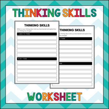 Preview of Thinking Skills Activity - Printable Reflection Worksheet
