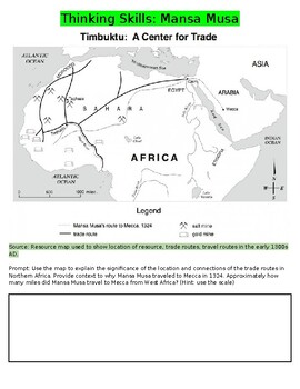 Preview of Thinking Skills: Mansa Musa