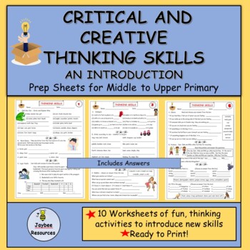 Preview of Critical and Creative Thinking - Introduction Prep Sheets