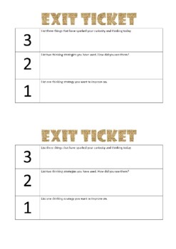 Preview of Thinking Strategies Exit Ticket