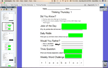 Preview of Thinking Thursday Morning Work for the Entire School Year