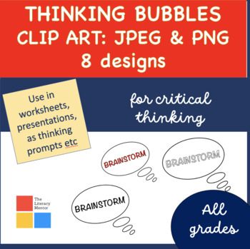 Preview of Thinking bubbles-Clipart- PNG, JPEG- 8 designs