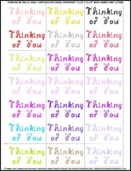 Preview of Thinking of You 21 Colors Tags Captions Fabric Font Letters
