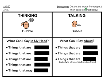 Preview of Thinking or Talking Bubble - Should I Say That Out Loud? Blurt control Filter