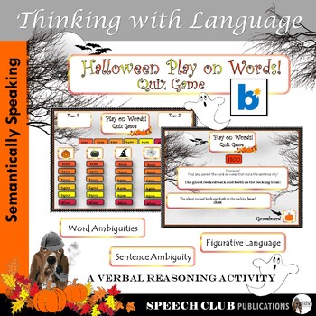 Preview of Verbal Reasoning: A Halloween Play on Words Game Activity