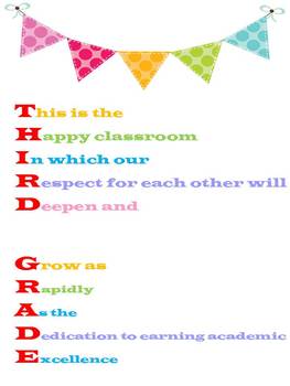 Third Grade Acrostic Poster by Teach Inspire Prepare | TpT