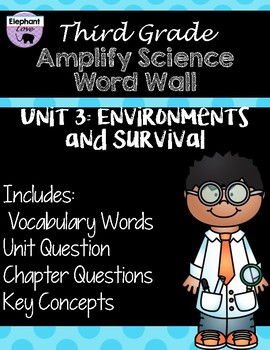 Preview of Third Grade: Amplify Science Focus Wall- Unit 3- Environments and Survival