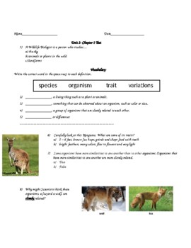 Preview of Third Grade Amplify Science Unit 2, Chapter 1 Test