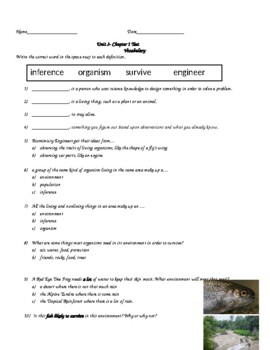 Preview of Third Grade Amplify Science Unit 3, Chapter 1 Test