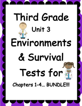 Preview of Third Grade, Amplify Science Unit 3, Tests for Chapters 1-4 BUNDLE!