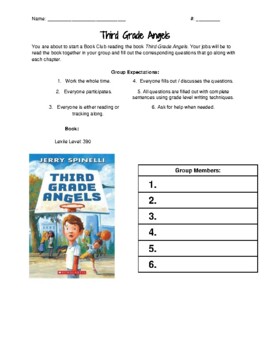 Preview of Third Grade Angels Chapter By Chapter Book Club Guiding Questions with KEY