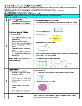Preview of Third Grade Area Learning Scale