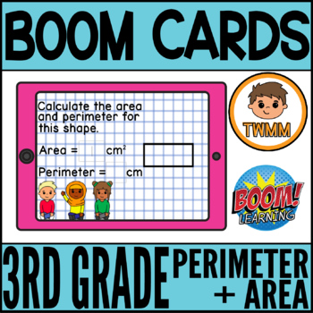 Preview of Third Grade Area & Perimeter | Math Boom Cards Measurement & Data