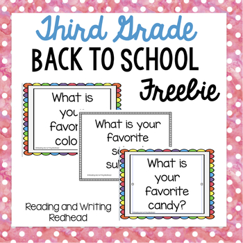 Preview of Third Grade Back to School Freebie
