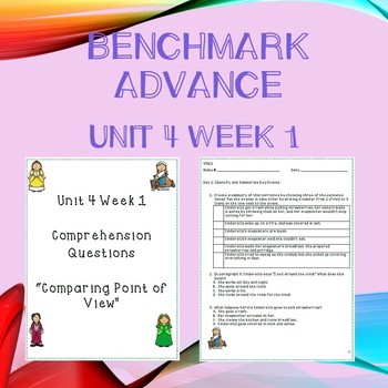 Preview of Third Grade Benchmark Advance Unit 4 Week 1 Comprehension Questions