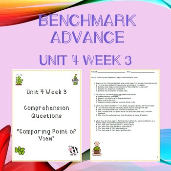 Preview of Third Grade Benchmark Advance Unit 4 Week 3 Comprehension Questions