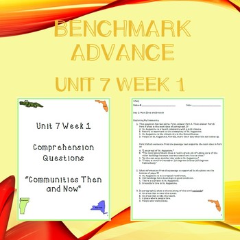 Preview of Third Grade Benchmark Advance Unit 7 Week 1 Comprehension Questions