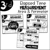 Third Grade Bundle Elapsed Time Measurement Area and Perimeter