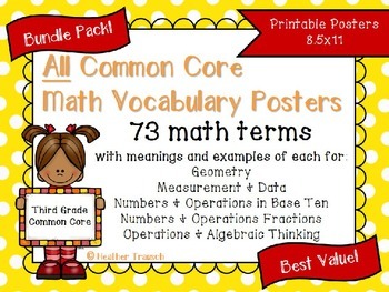 Preview of {BUNDLE} Common Core Math Vocab Posters- Grade 3