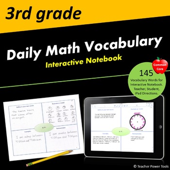 Preview of Third Grade CCSS Math Vocabulary Interactive Notebook
