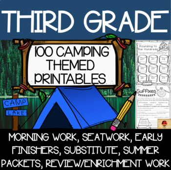 Preview of Third Grade Camping Themed Worksheets {100 Standards Aligned Printables}