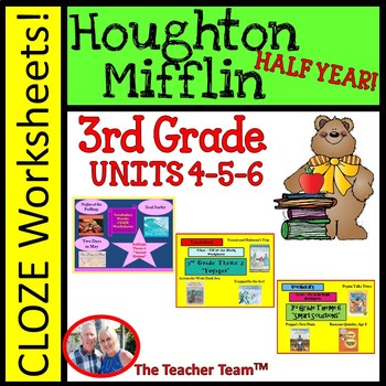 Preview of Houghton Mifflin Reading 3rd Grade Worksheets Bundle Theme 4- Theme 6