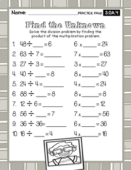 multiplication and division worksheet for grade 3 tpt