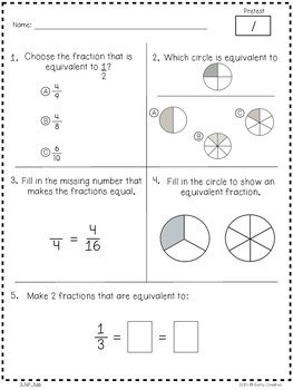 Third Grade Common Core Math Assessment ~ 3.NF1, 3.NF.2, 3.NF.3 | TpT