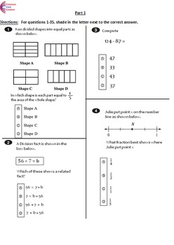 3rd Grade Common Core Math ASSESSMENTS 2 Tests - Form A and B - Third Grade