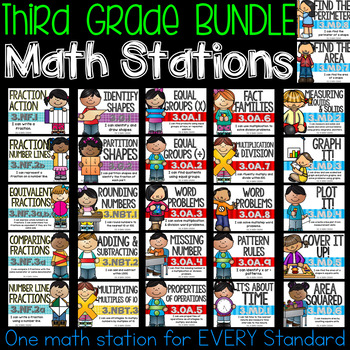 Preview of Third Grade Common Core Math Stations BUNDLE