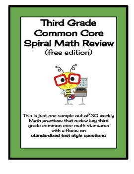 Preview of FREEBIE!!  Third Grade Common Core Spiral Math Review / Test Prep