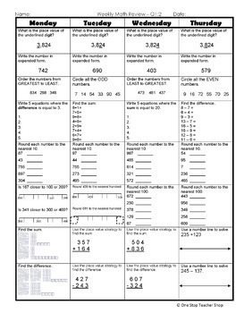 3rd Grade Math Spiral Review | 2 Weeks FREE by One Stop ...
