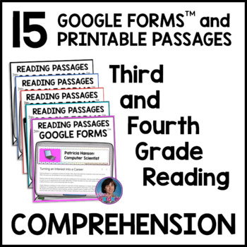 Preview of 3rd & 4th Grade Reading Comprehension Passage Bundle:  Google Forms™ + Slides™
