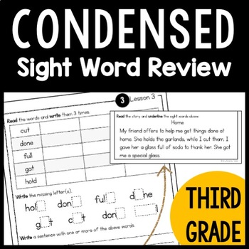 Preview of Third Grade Condensed Sight Word Weekly Practice | School, Home, Resource