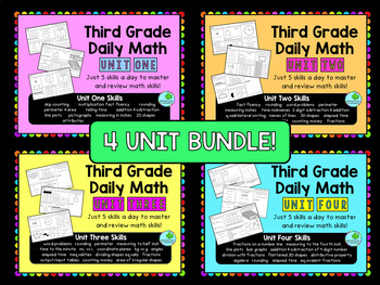 Preview of Third Grade Daily Math: Units 1-4 Bundle