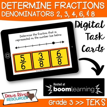 Preview of Third Grade Determine Fractions on a Number Line TEKS Boom Cards | 3rd Grade