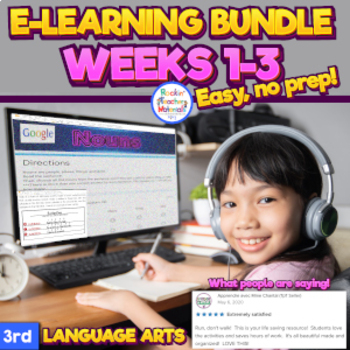 Preview of Third Grade Distance Learning - 3 Week Bundle - Google Language Arts Online