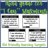 Third Grade ELA I can statements - Kid friendly language, 