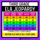Third Grade ELA Jeopardy Review Game (completely editable)