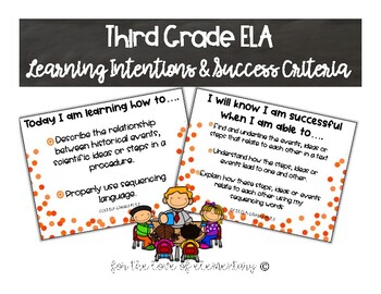 Preview of Third Grade ELA Learning Intentions and Success Criteria
