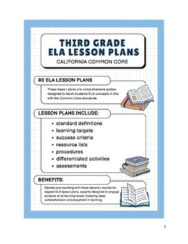 Preview of Third Grade ELA Lesson Plans - California Common Core