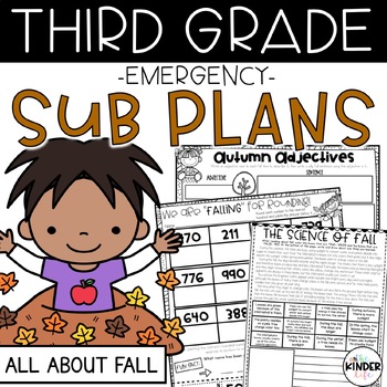 Preview of Third Grade Emergency Sub Plans Fall | NO PREP November Sub Plans for 3rd